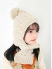  Kids Fashion Knitted Hat with Attached Scarf 